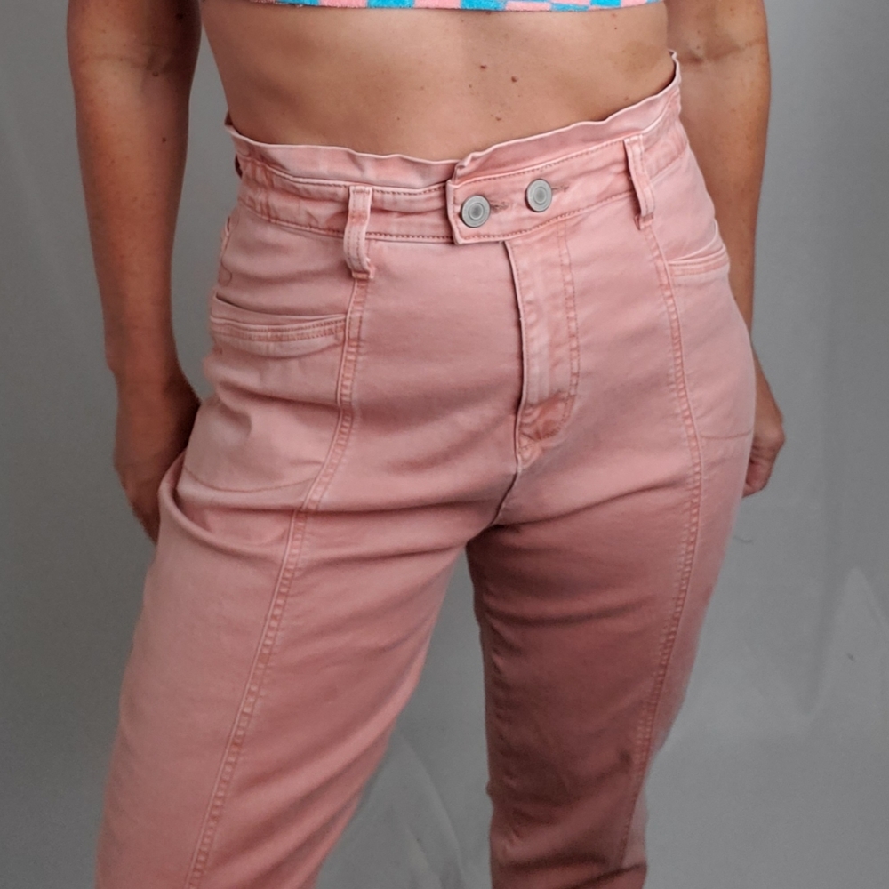 SO vintage 80s style high waist paper bag pink pants